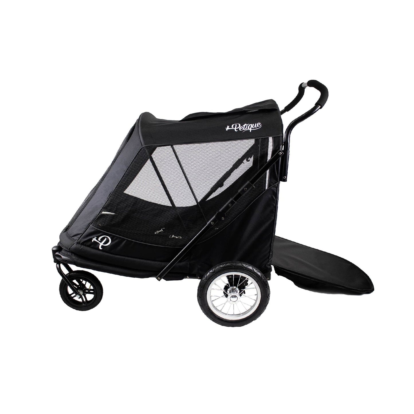 Petique Apollo Elite Pet Stroller for Large Dogs: Sturdy Ramp, Low to Ground, Air-Filled Bike Tires, Peek-a-Boo Window Folds Compact, Convertible Canopy, For Large & Multiple Dogs, Supports up to 133 LBS