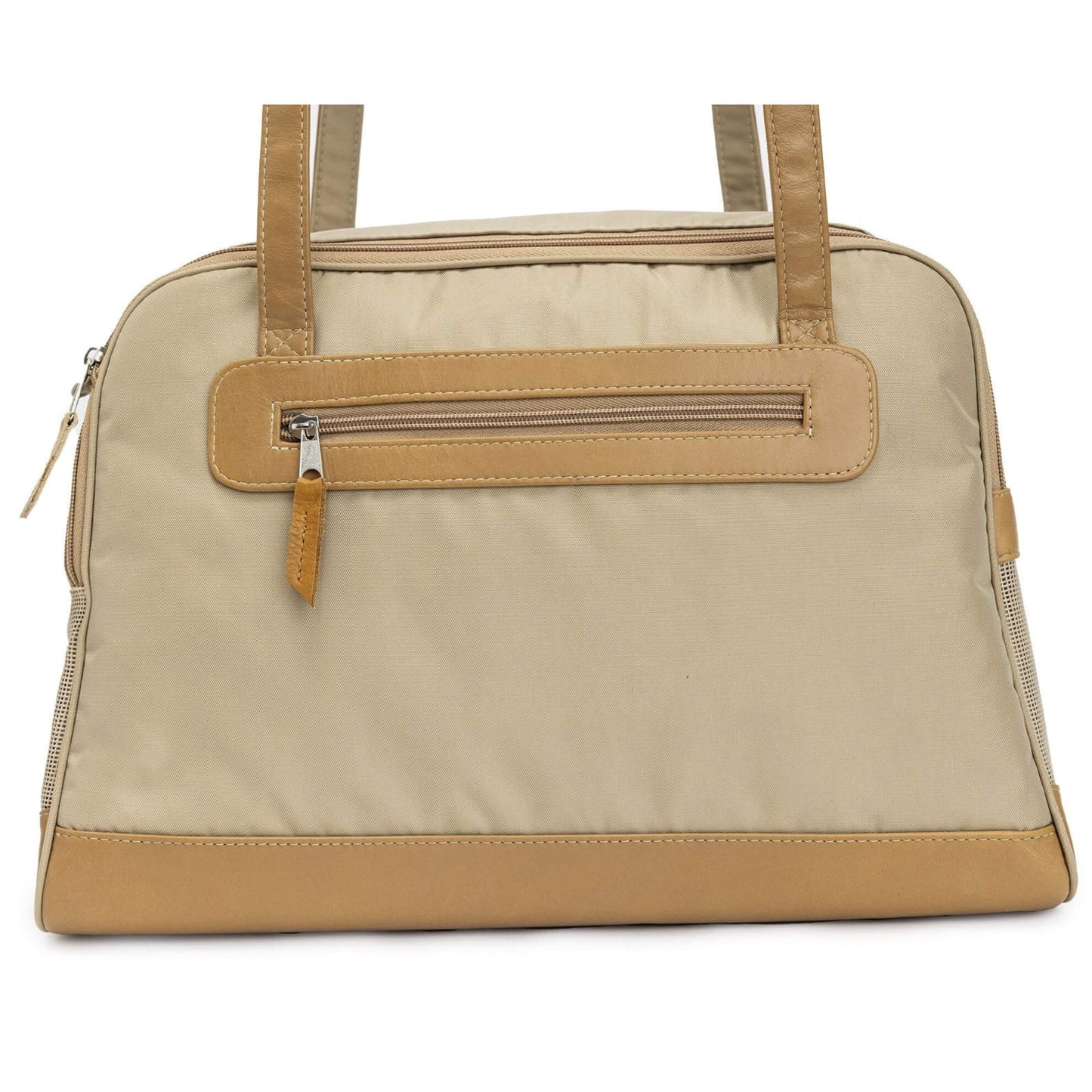 Canine Styles Cargo Dog Carrier Leather Trim Beige Nylon