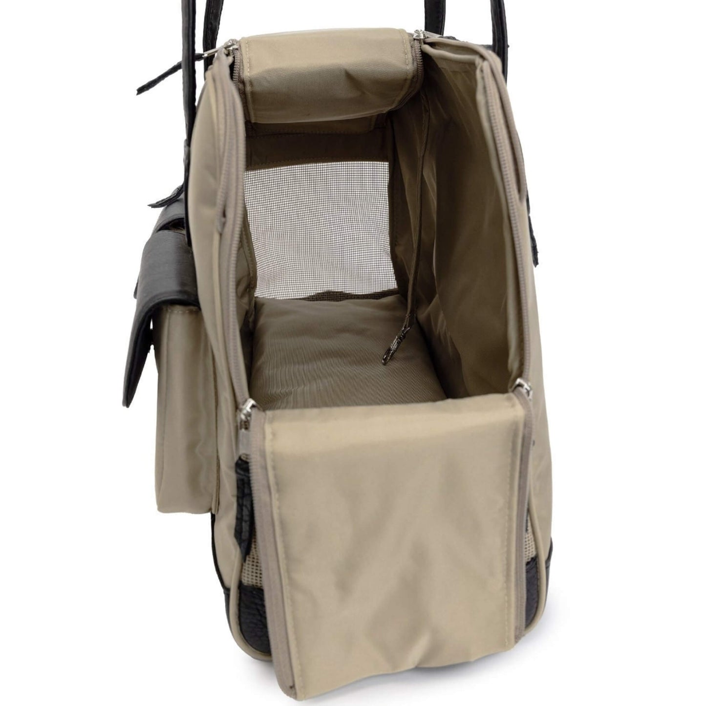 Canine Styles Cargo Dog Carrier Leather Trim Beige Nylon