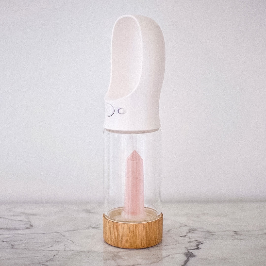 Urban Oasis Crystal Infused Pet Water Bottle - Rose Quartz