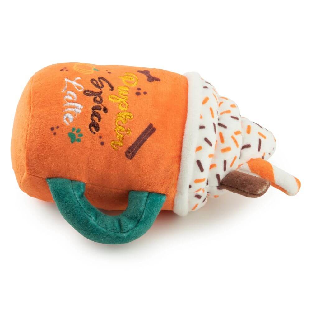 Pupkin Spice Latte Mug Squeaky Plush Dog Toy
