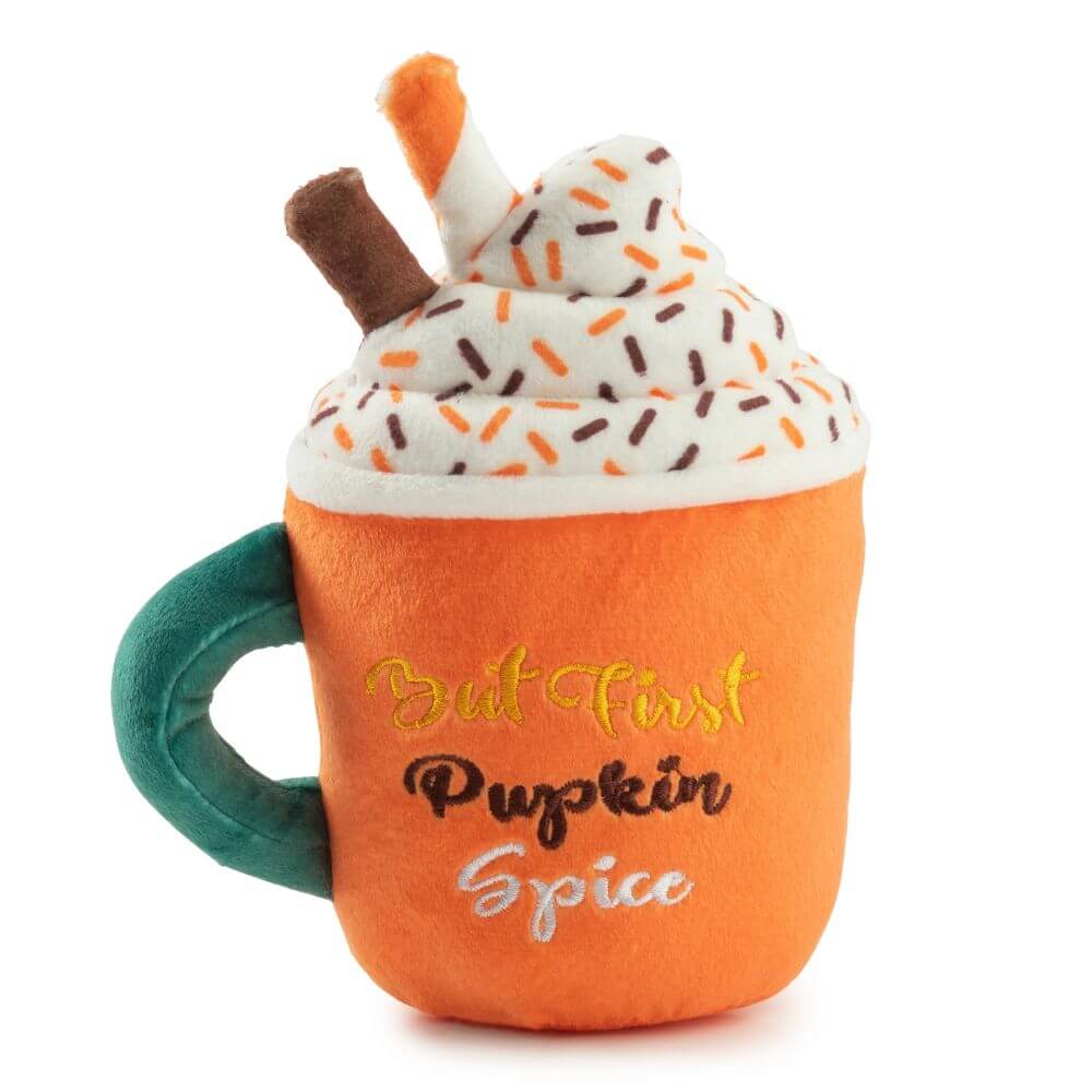 Pupkin Spice Latte Mug Squeaky Plush Dog Toy