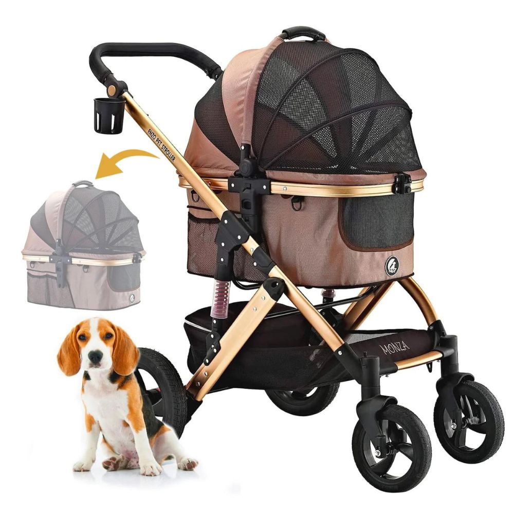lazybonezz dog stroller Enzo Monza Pet Stroller has a Detachable Dog Carrier and Car Seat