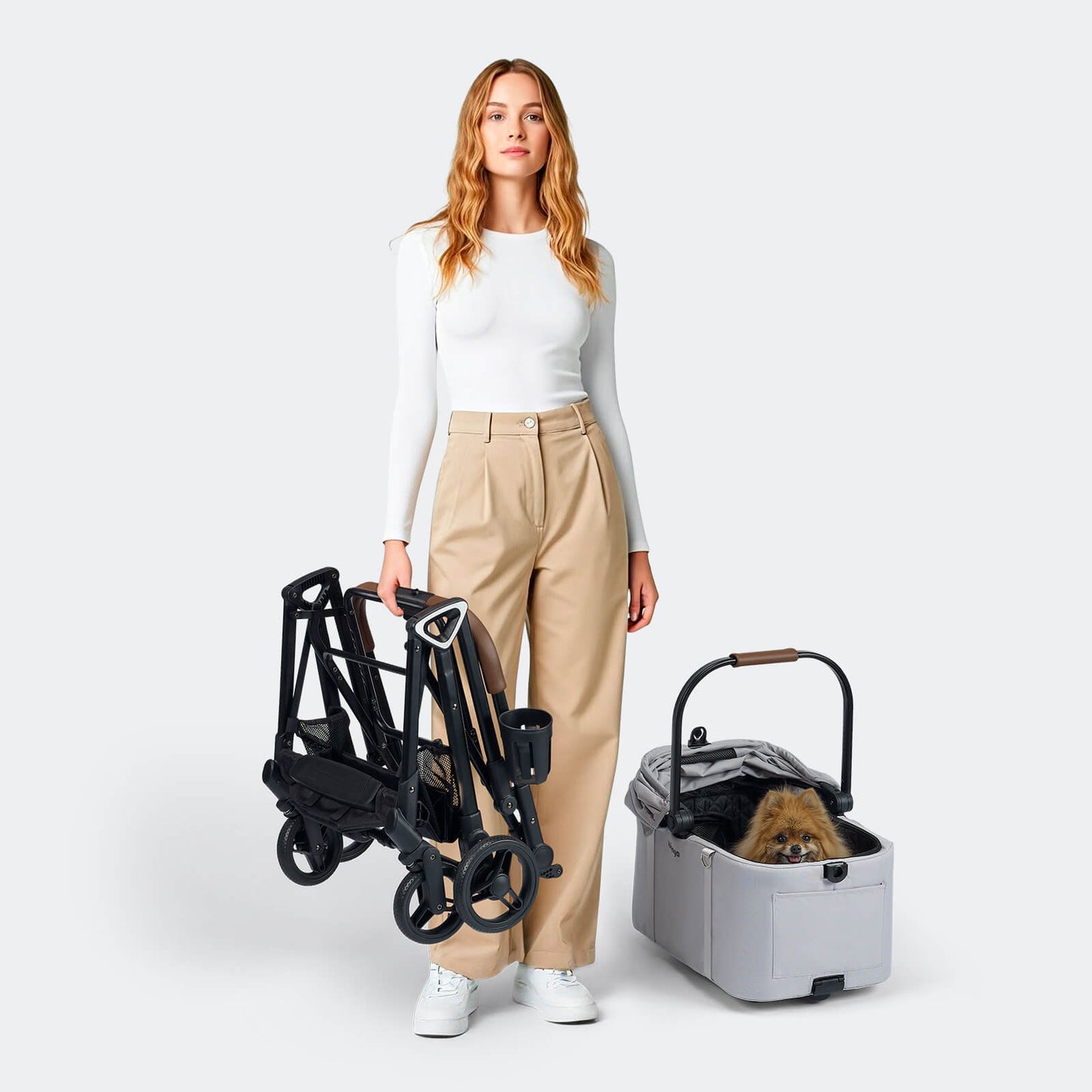 Ibiyaya Tinker Detachable Pet Stroller – Compact Buggy for Cats & Small Dogs