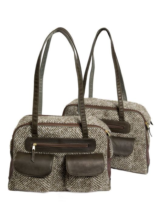 Canine Styles Dog Carrier - Green Herringbone