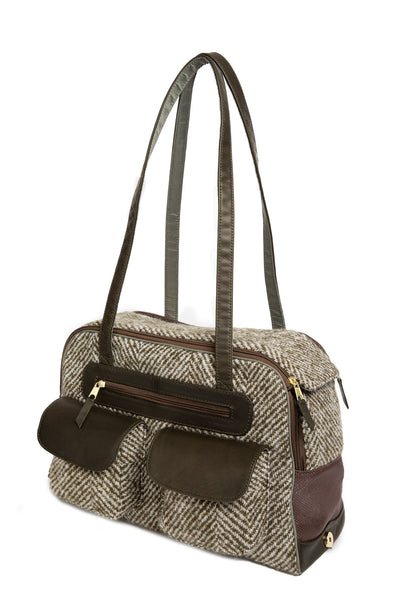 Canine Styles Dog Carrier - Green Herringbone