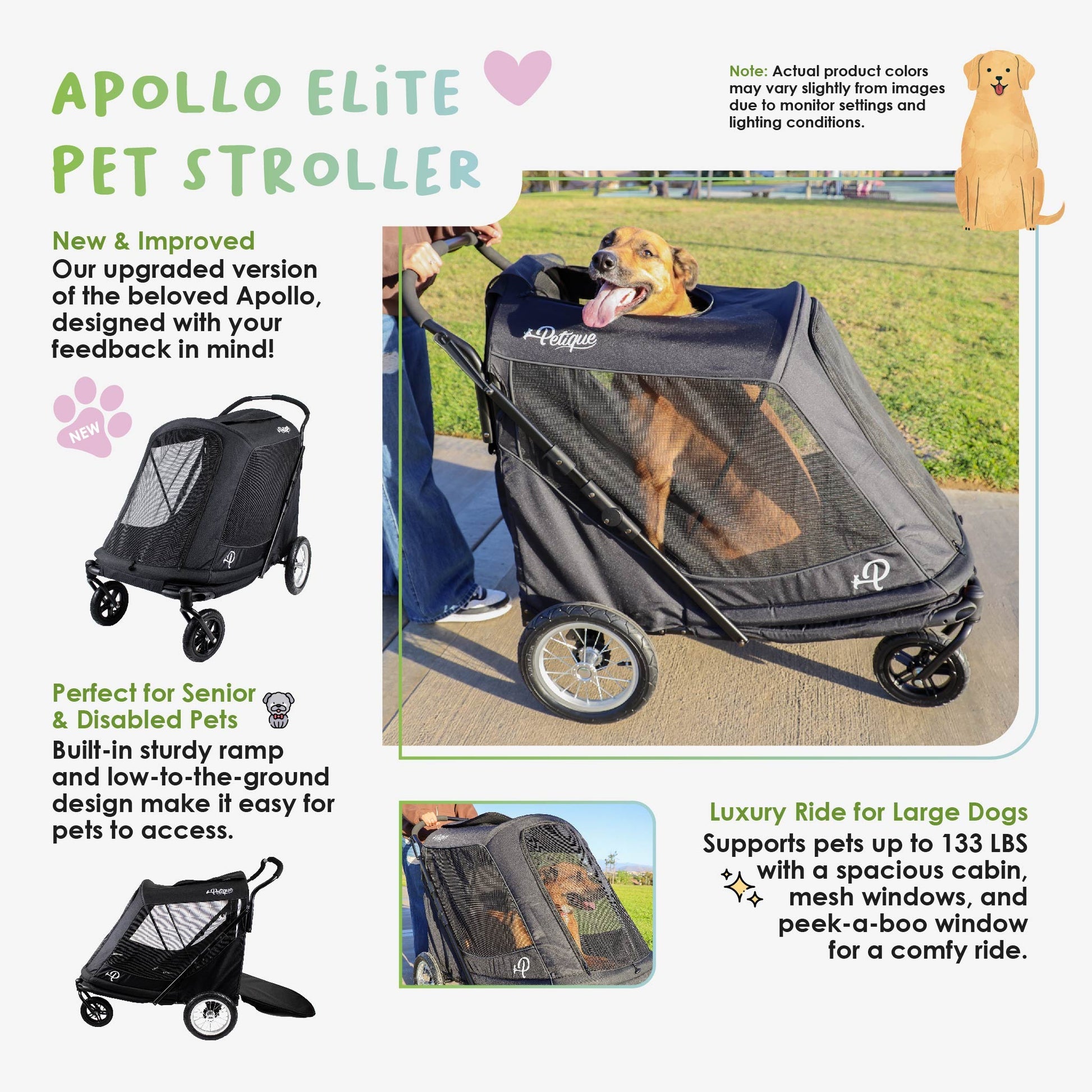 low dog stroller Petique Apollo Pet Stroller for Large Dogs Free Shipping USA – Pousse Pitou