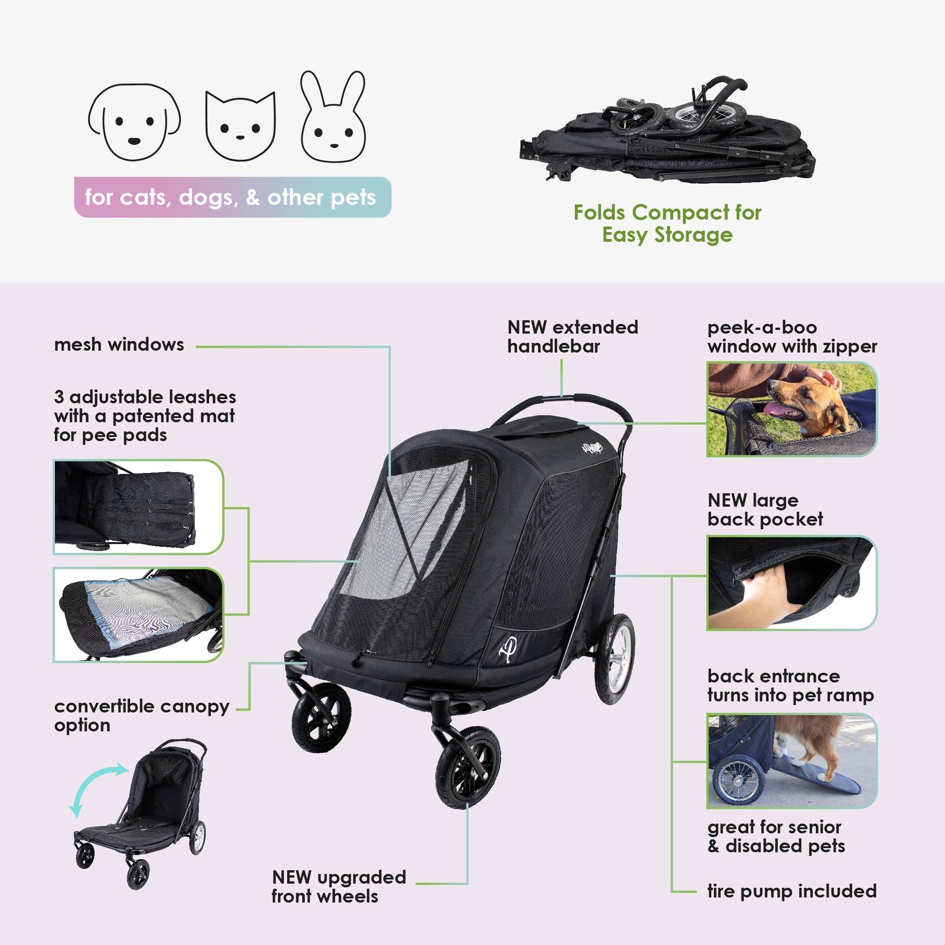 Petique Apollo Pet Stroller for Large Dogs Free Shipping USA