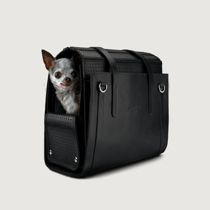 The Classic Small Dog Carrier Bag Genuine Leather with Cross-Body Strap and Shoulder Straps