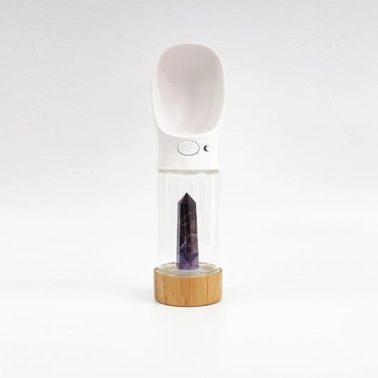 Urban Oasis Crystal Infused Pet Water Bottle - Chevron Amethyst