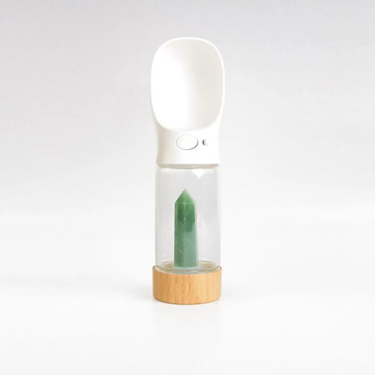 Urban Oasis Crystal Infused Pet Water Bottle - Green Aventurine