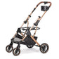 Dogline Signature Legacy dog stroller frame without carrier — rose gold with storage basket side view