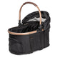 Dogline Signature Legacy removable pet carrier cradle open — black Oxford fabric with rose gold frame