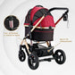Enzo Monza Luxury Dog Stroller, Travel Carrier, Car Seat for Pets - Red