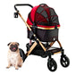 Luxury Dog stroller and detachable pet carrier can be used as car seat for dogs made by Enzo Monza in red and black. 