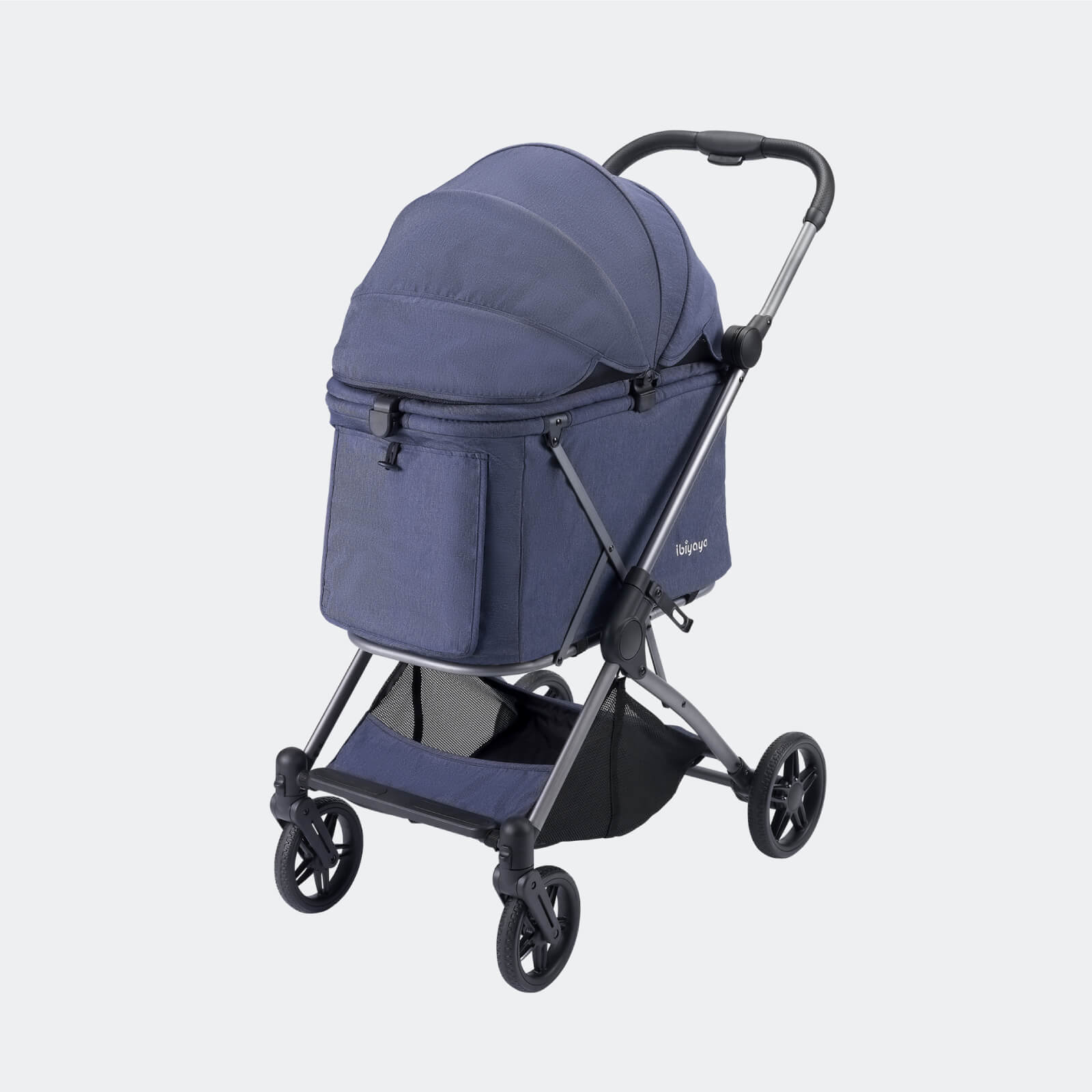 Navy blue Ibiyaya Maxi pet stroller with canopy closed 
