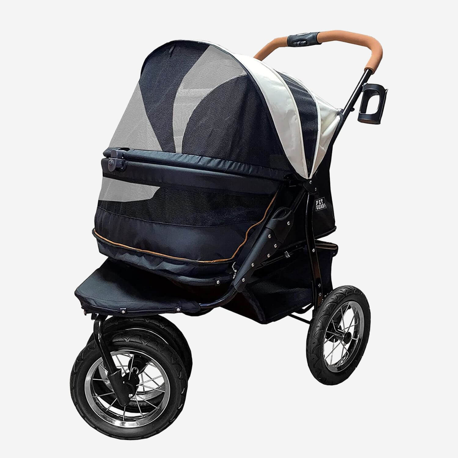 Pet Gear Double dog stroller for large dogs in blue and white.