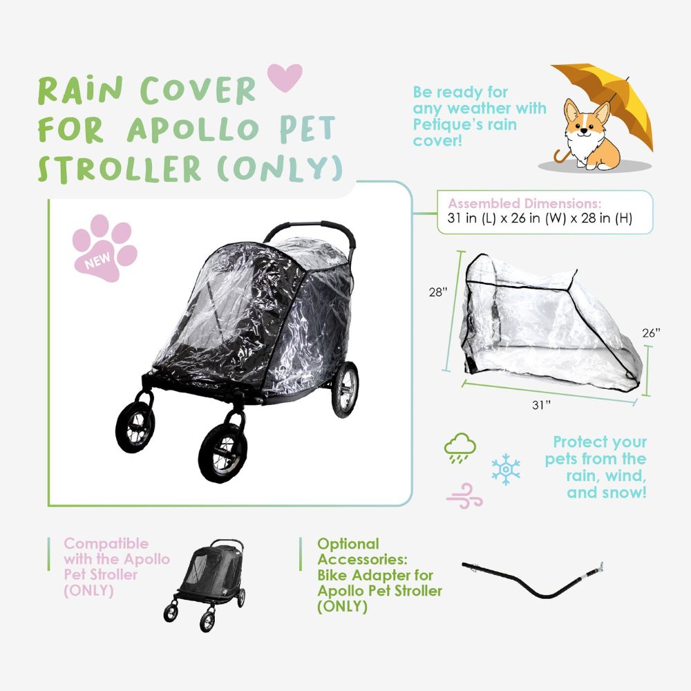 dog stroller with rain cover Petique Rain Cover for Apollo Pet Stroller ONLY – Pousse Pitou