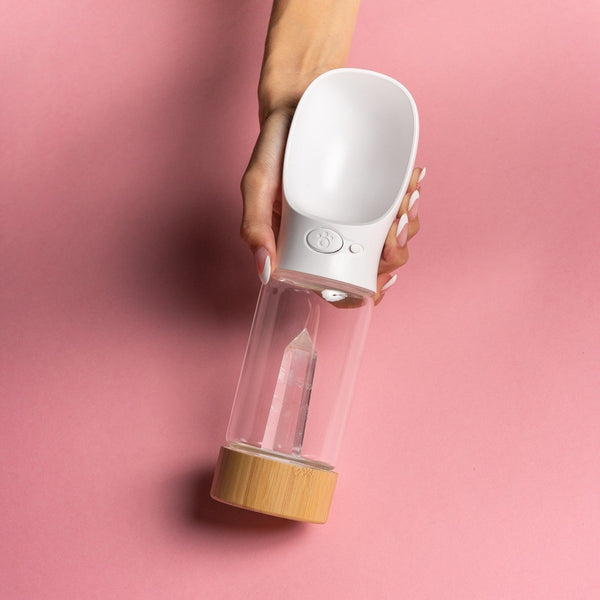 Urban Oasis Crystal Infused Pet Water Bottle - Clear Quartz