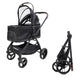 WonderFold Buddy pet stroller assembled and folded side by side on white background showing compact storage size