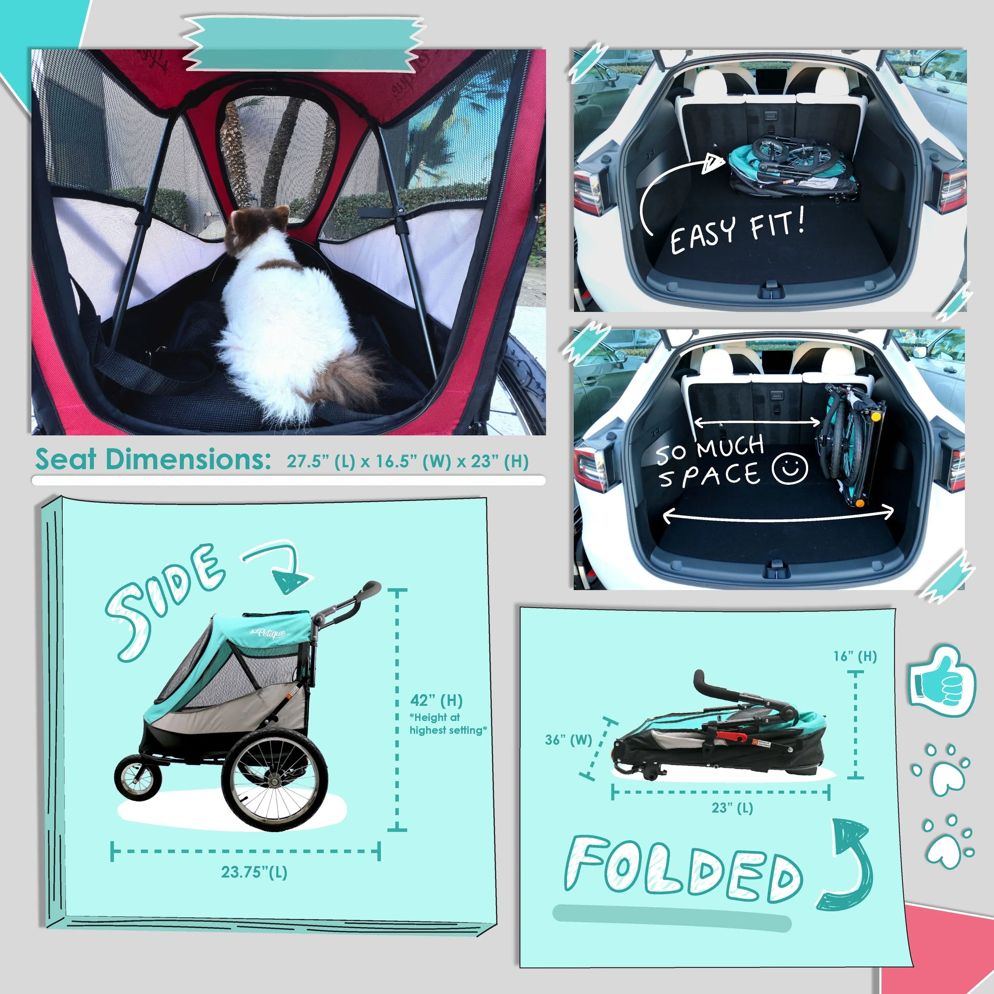 jogger stroller for dogs Petique Trailblazer Best Quality Dog Stroller for Large Dog Free Shipping – Pousse Pitou